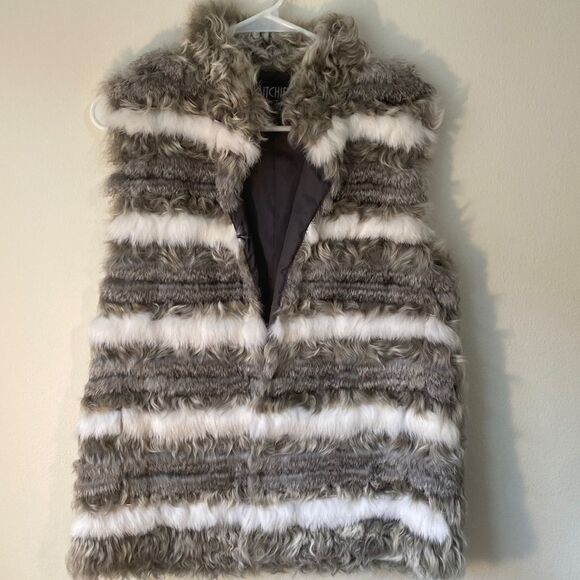 Mitchies vest grey and white rabbit fur small - Picture 1 of 5